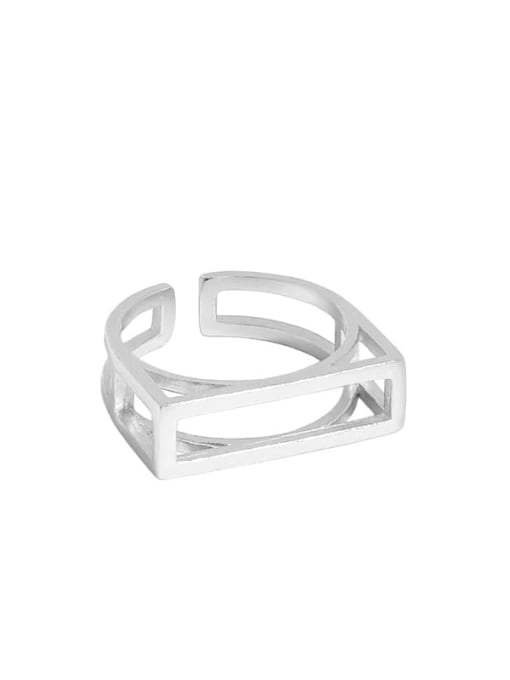 Silver [size 13 adjustable] 925 Sterling Silver Geometric Vintage Band Ring